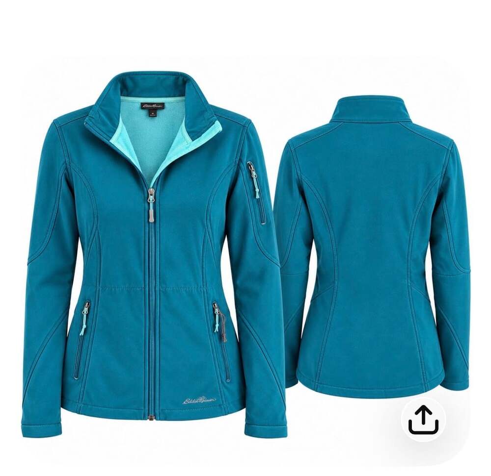 Eddie Bauer Women's Softshell Jacket Size M Teal Blue Fleece Lined Windbreaker